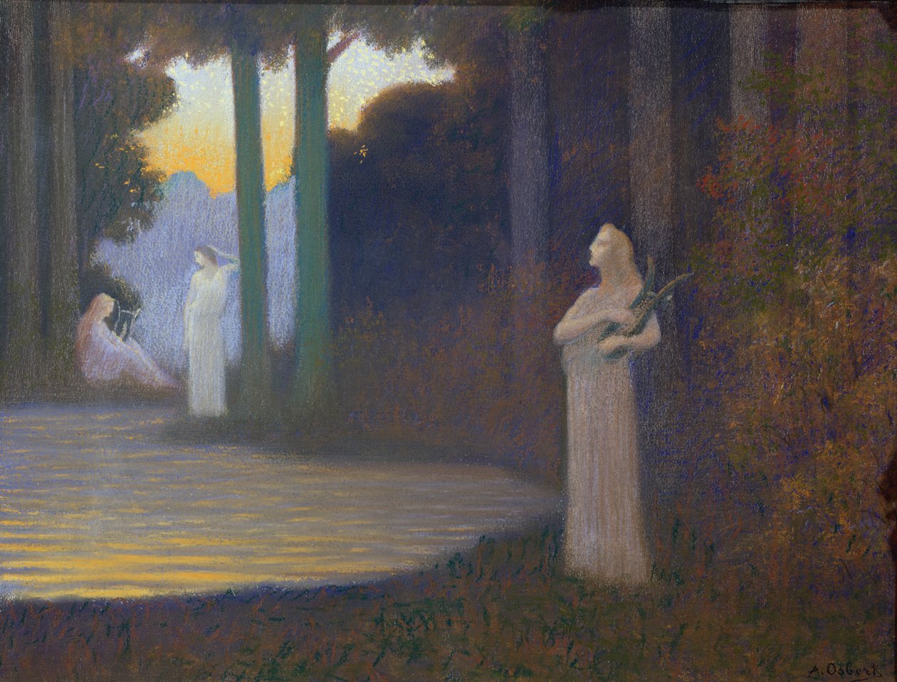 Lyricism in the Forest, 1910 (pastel na papíře) od Alphonse Osbert