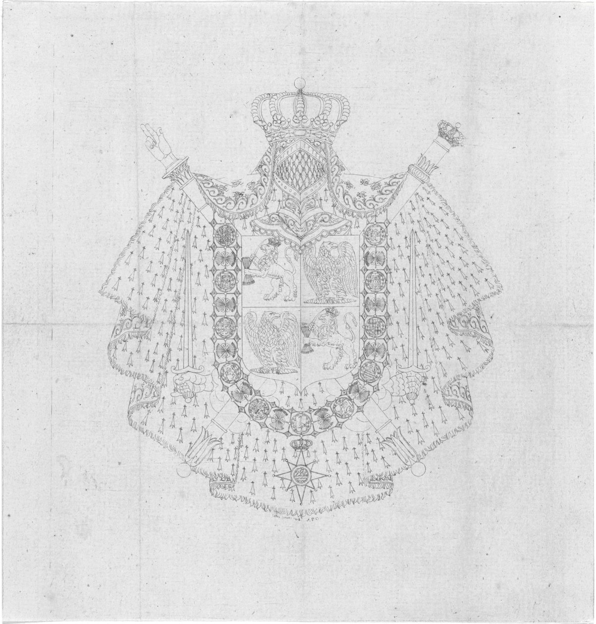 Návrh erbu Louise Napoleona jako vládce holandského království od Alphonse Pierre Giraud