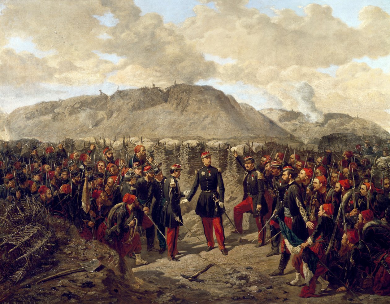 Krymská válka (1853-1856): Maršál Patrice MacMahon se zouvami v Malakově od Alphonse Antoine Aillaud