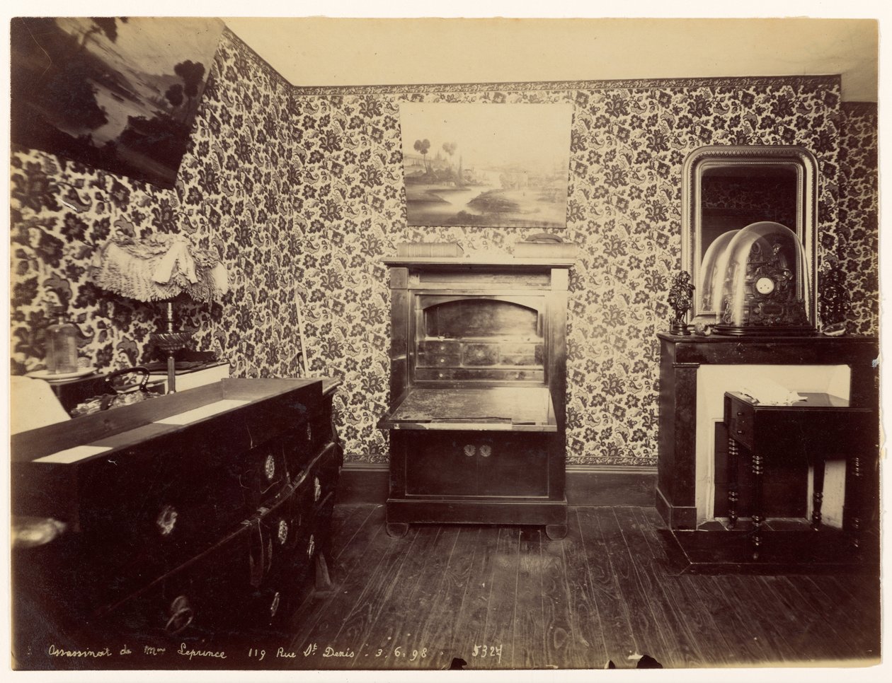 Vražda lady Leprince ... Pohled do ložnice od Alphonse Bertillon