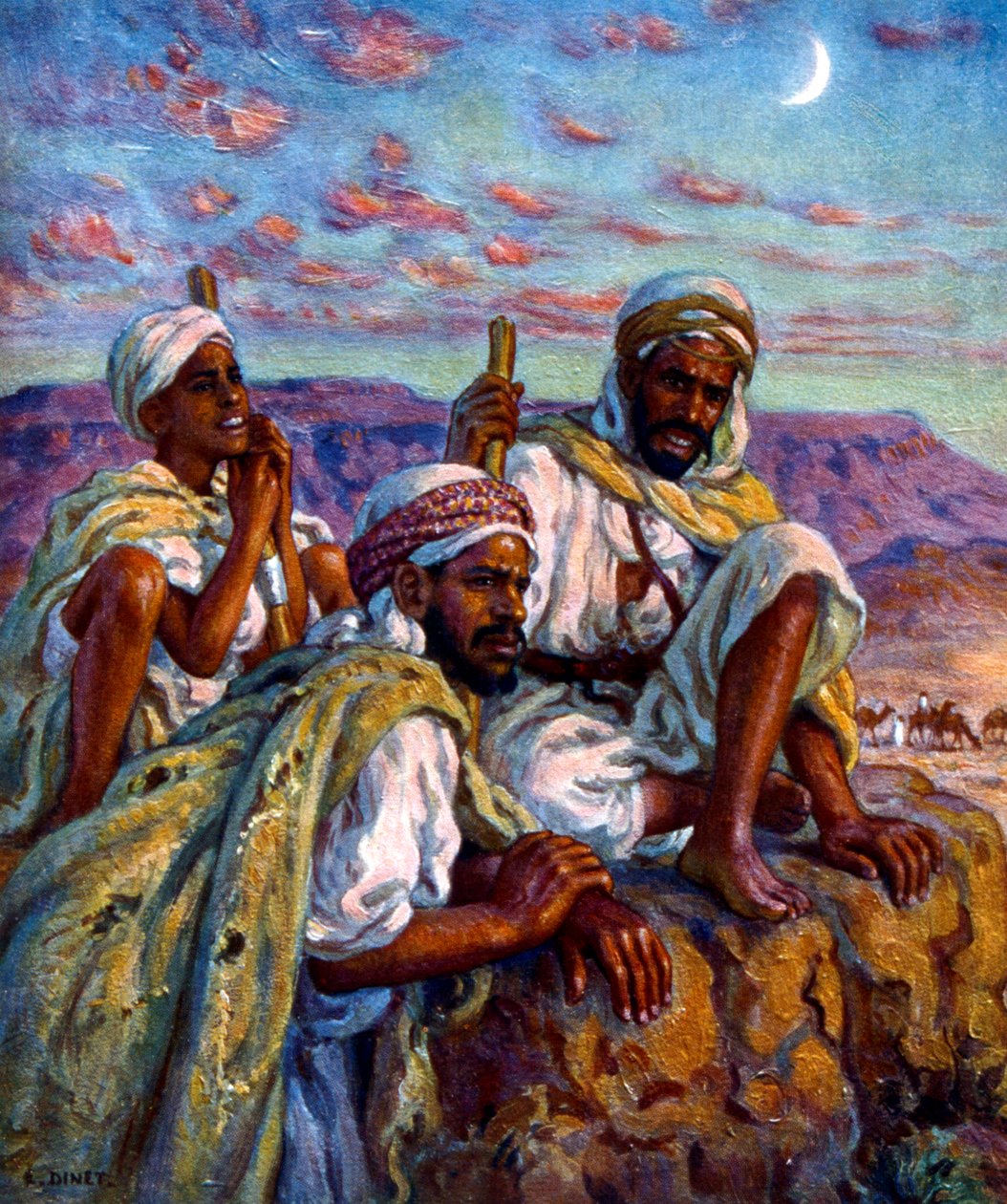 Skupina arabských ovčáků od Nasreddine Dinet (Alphonse-Étienne Dinet). 1861 1929. Francouzský orientalistický malíř 1918 od Alphonse Etienne Dinet