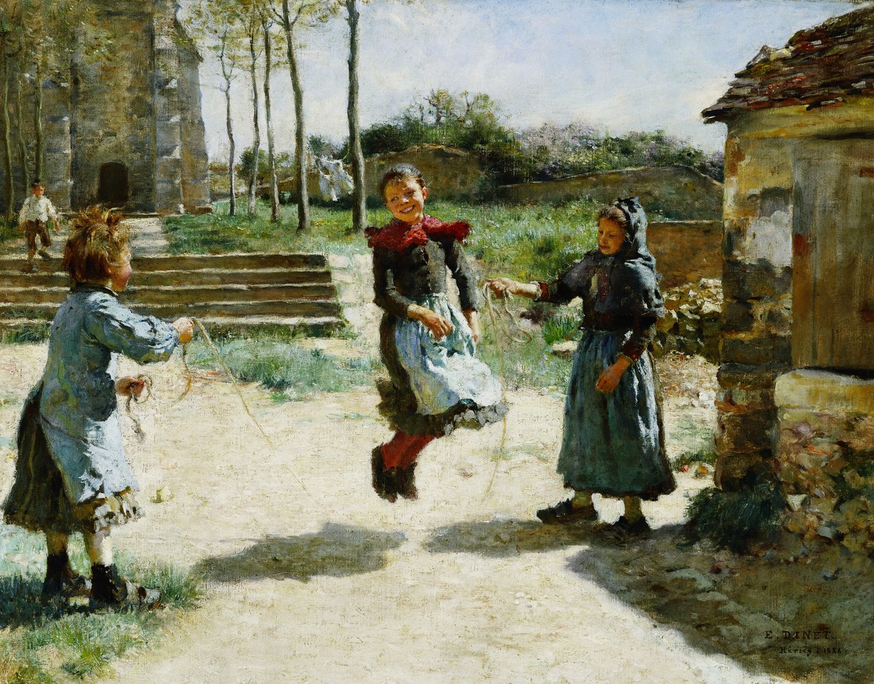 Malé dívky skákání přes švihadlo; Gamines Sautant a la Corde od Alphonse Etienne Dinet