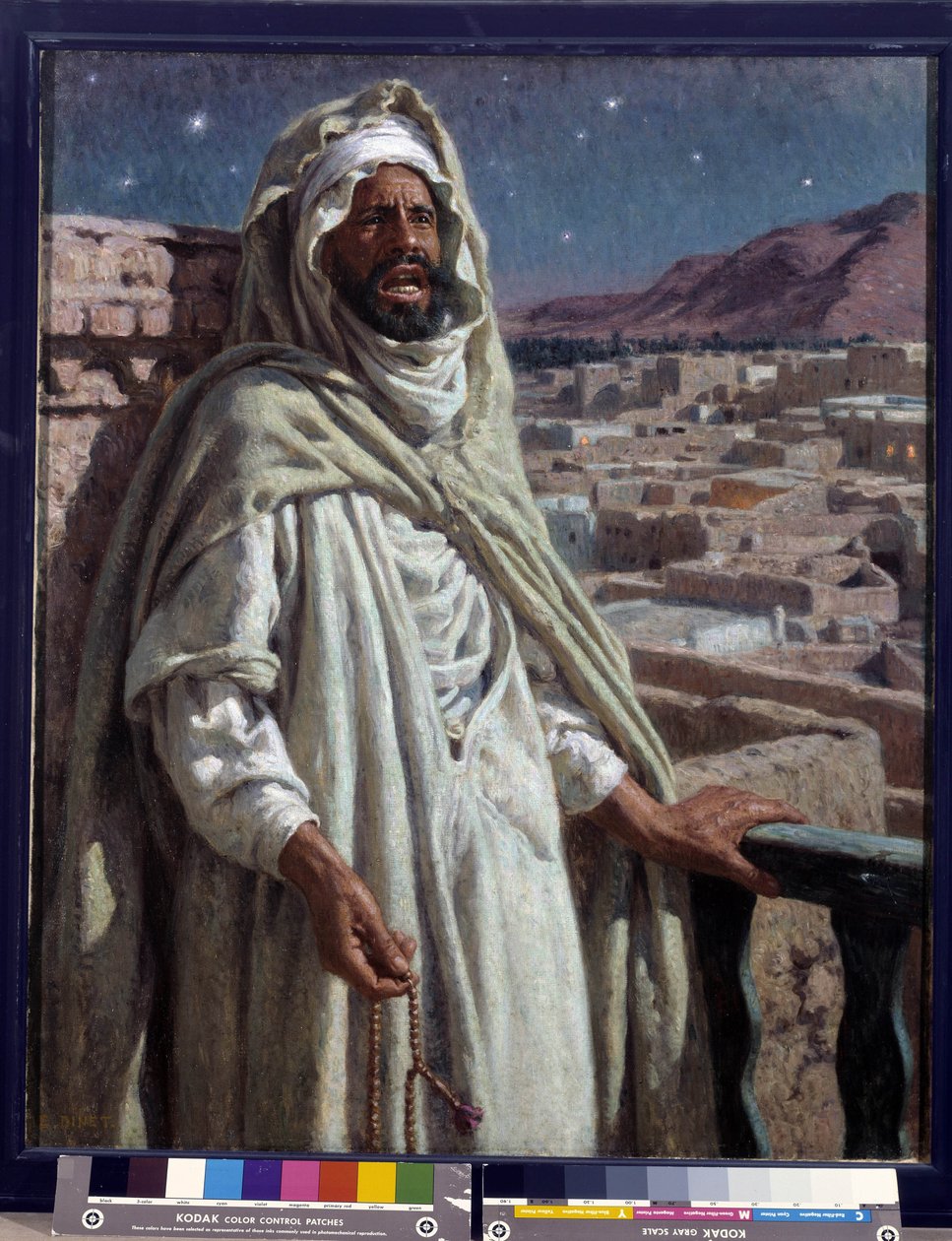Muezzin, člen mešity vyzývající k modlitbě (olej na plátně) od Alphonse Etienne Dinet