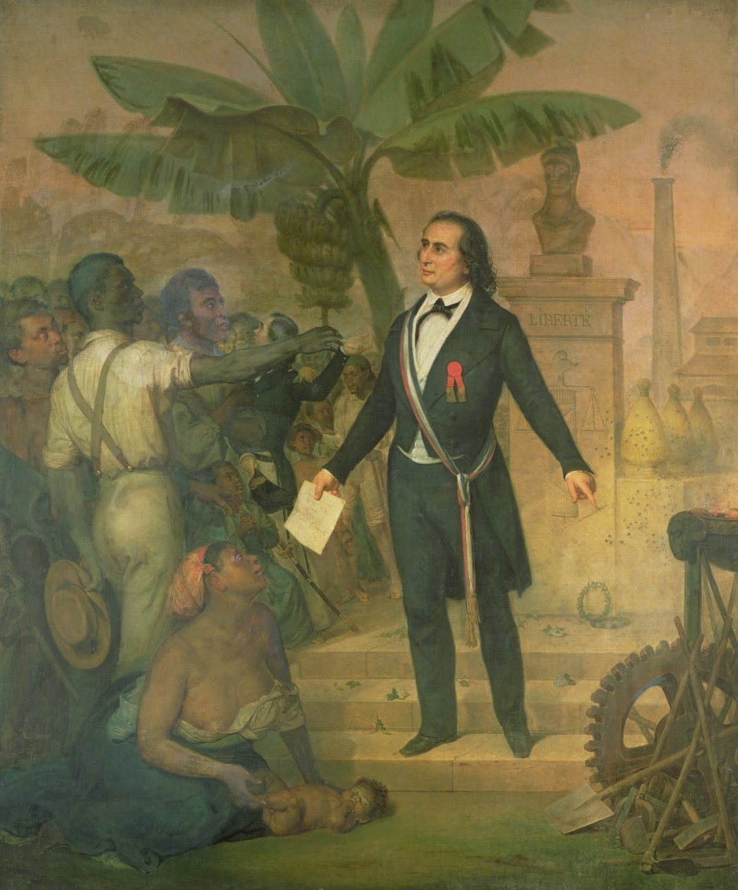 Joseph Napoleon Sebastien Sarda Garriga (1808-77) s emancipačním dekretem na La Reunion od Alphonse Garreau