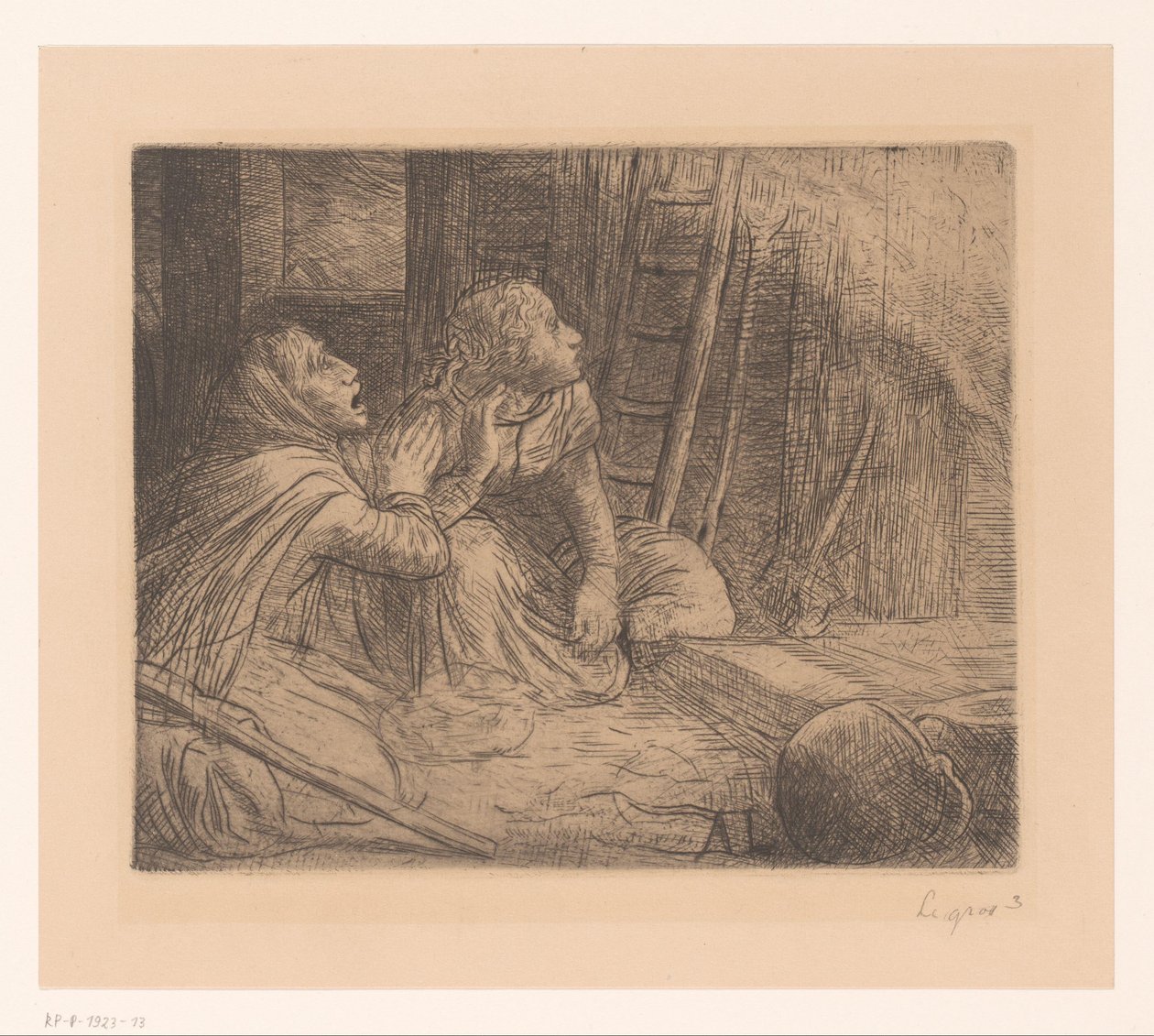 Dvě klečící ženy vzhlédly od Alphonse Legros (signed by artist)