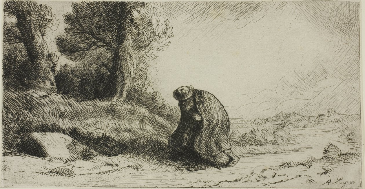 Tulák jdoucí po uličce od Alphonse Legros