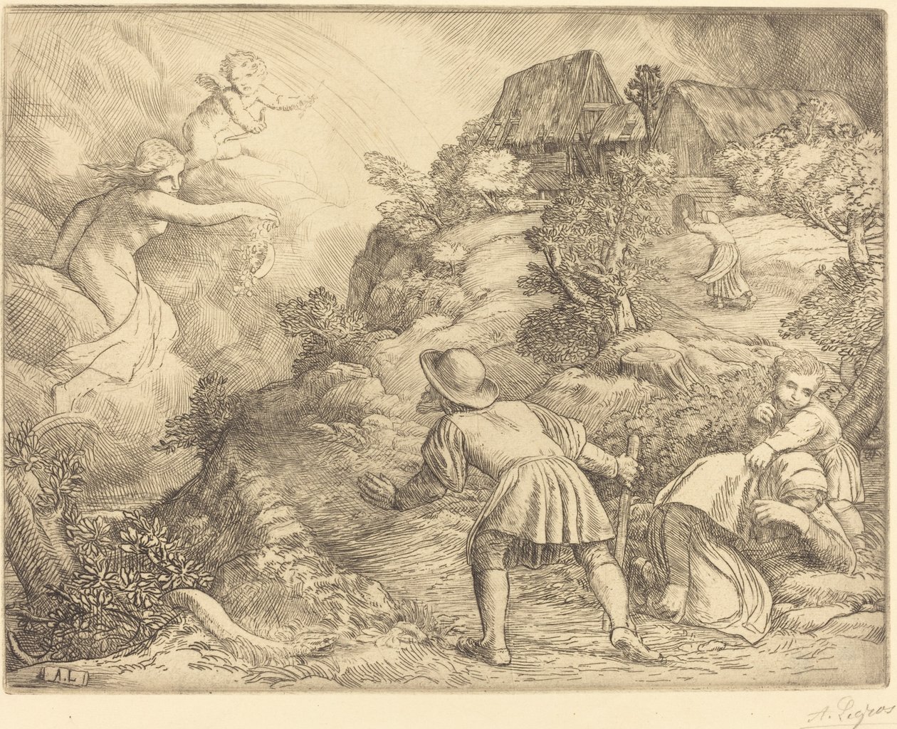 Alegorie rolníka a štěstí Sedlák a štěstí: Alegorický předmět. od Alphonse Legros