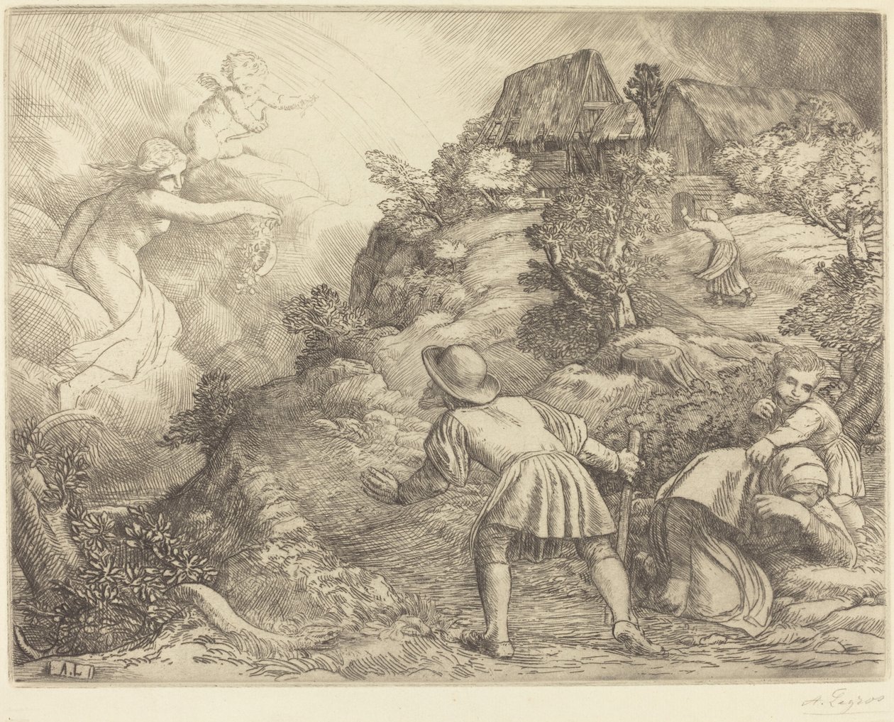 Alegorie rolníka a štěstí Sedlák a štěstí: Alegorický předmět. od Alphonse Legros