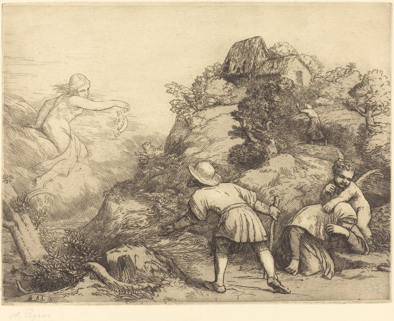 Alegorie rolníka a štěstí Sedlák a štěstí: Alegorický předmět. od Alphonse Legros