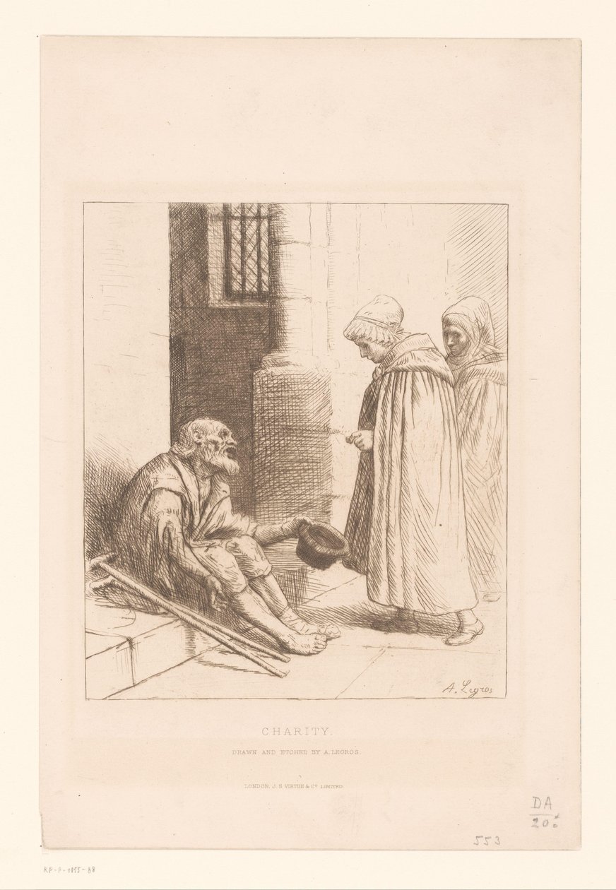 Žebrák na schodišti Charita (titul na předmětu) od Alphonse Legros
