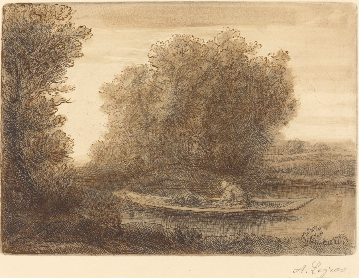 Ohyb v řece (Un coin de riviere) od Alphonse Legros