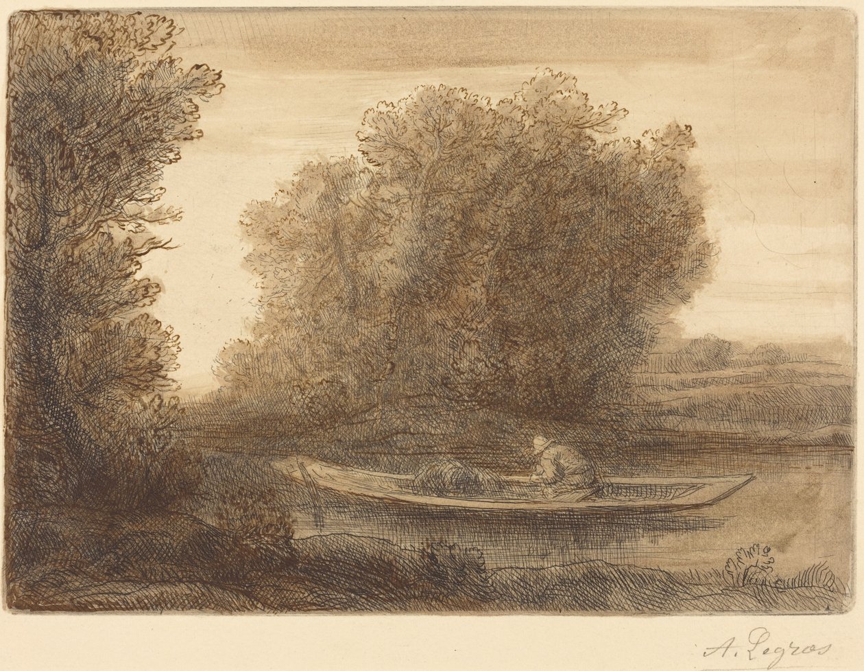 Zatáčka řeky (Un coin de riviere) od Alphonse Legros