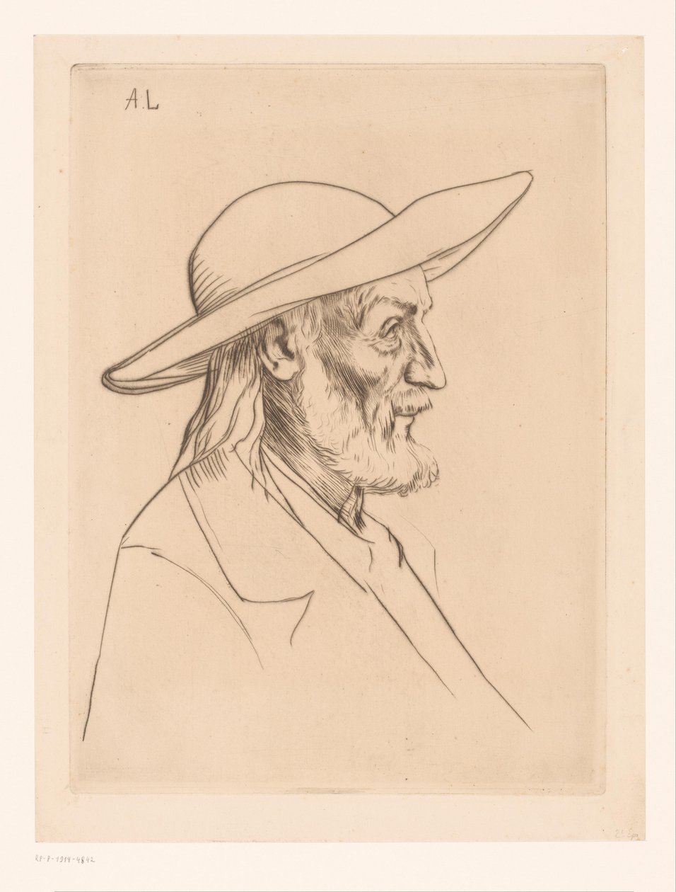 Breton muž s kloboukem paysan breton od Alphonse Legros