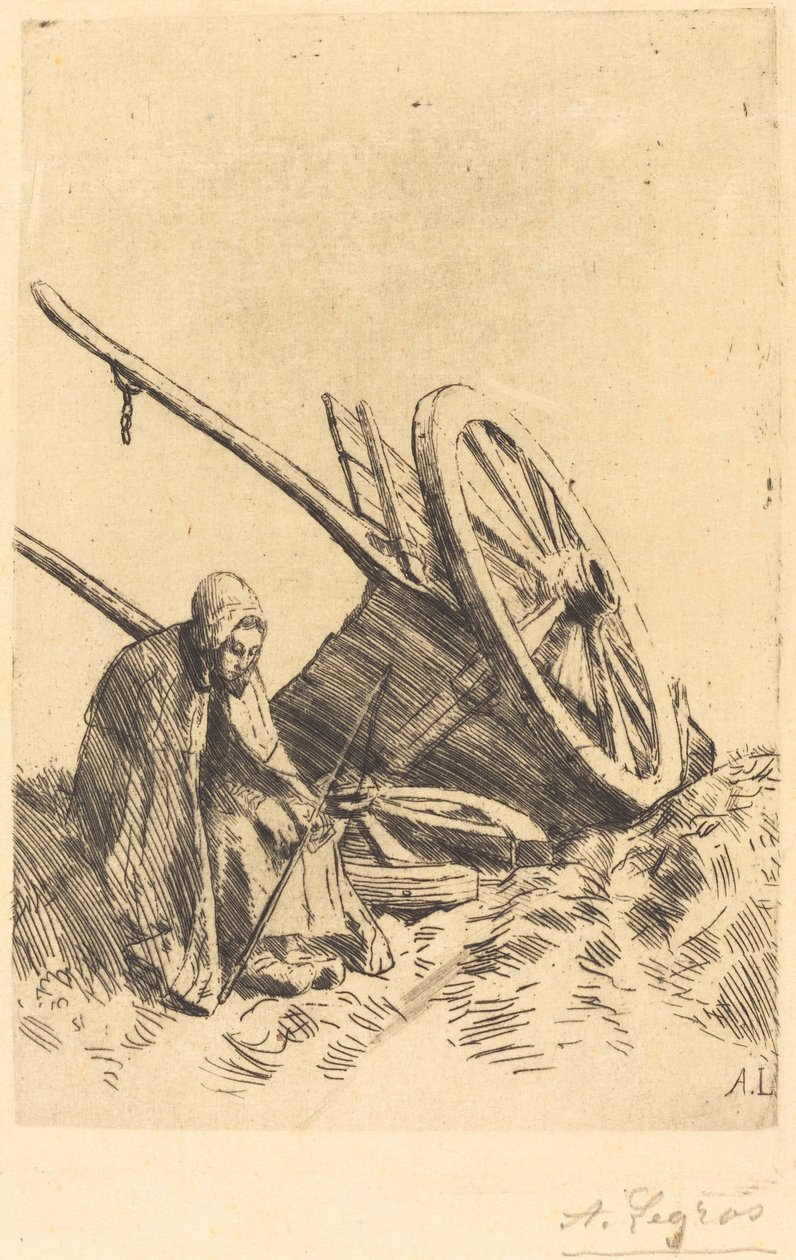 Broken Cart Rozbitý vozík. od Alphonse Legros
