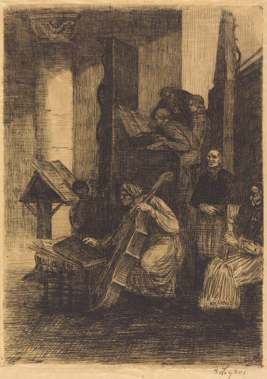 Sbor ve španělském kostele Sbor španělského kostela, 1860. od Alphonse Legros