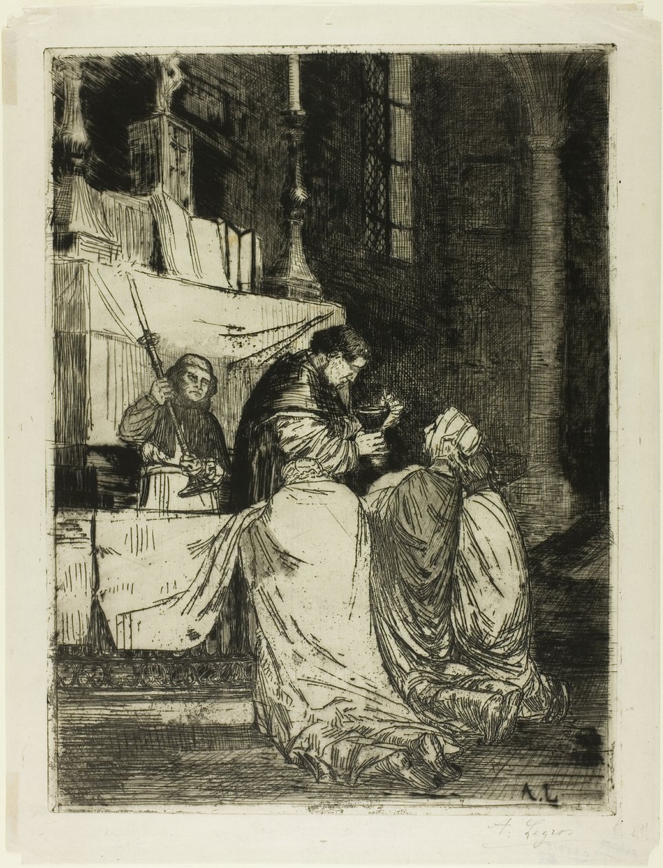 přijímání v kostele svatého Médarda od Alphonse Legros