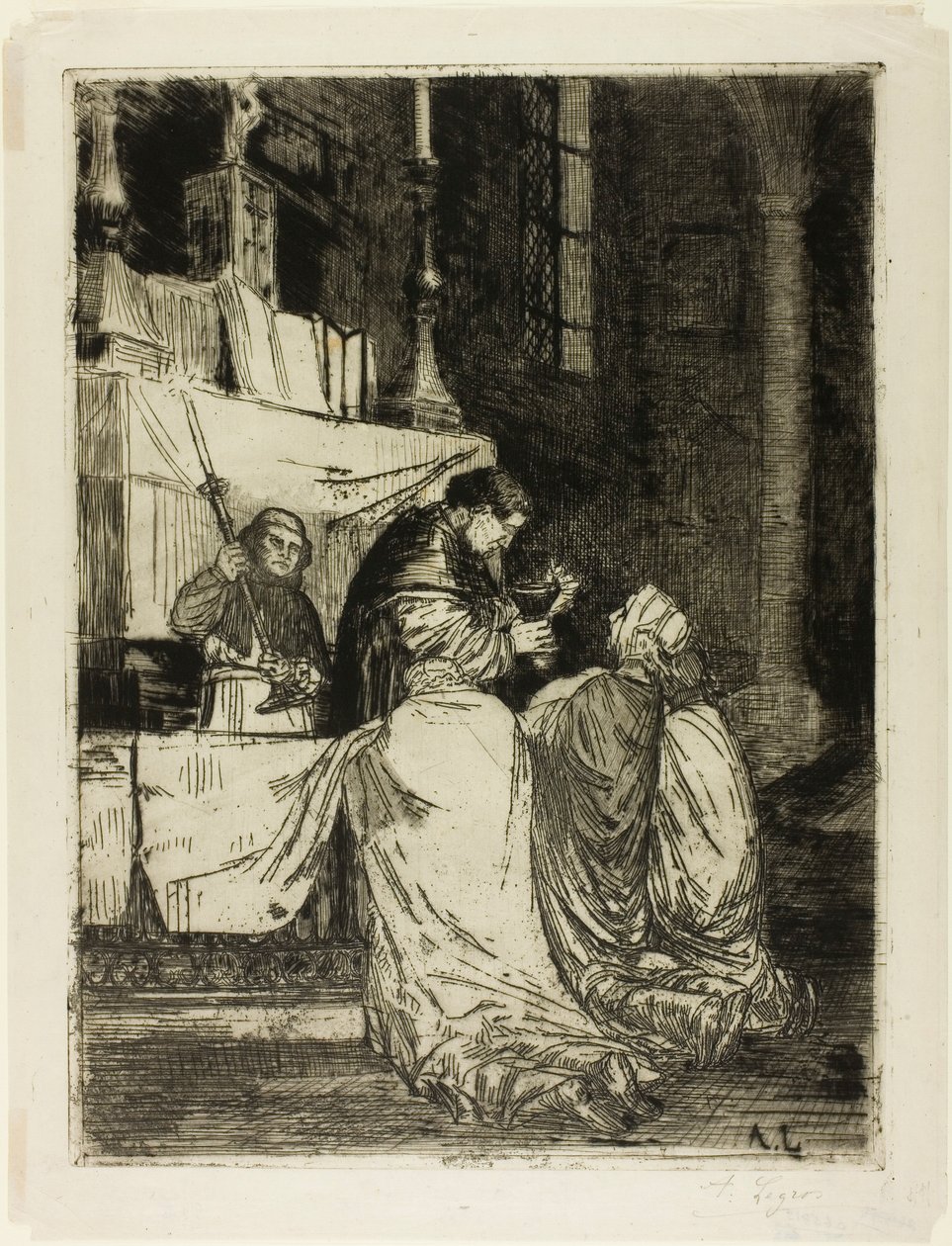 přijímání v kostele svatého Médarda od Alphonse Legros