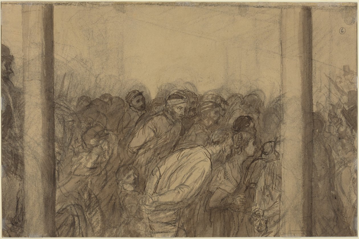 Dav lidí mezi dvěma sloupy [verso] od Alphonse Legros