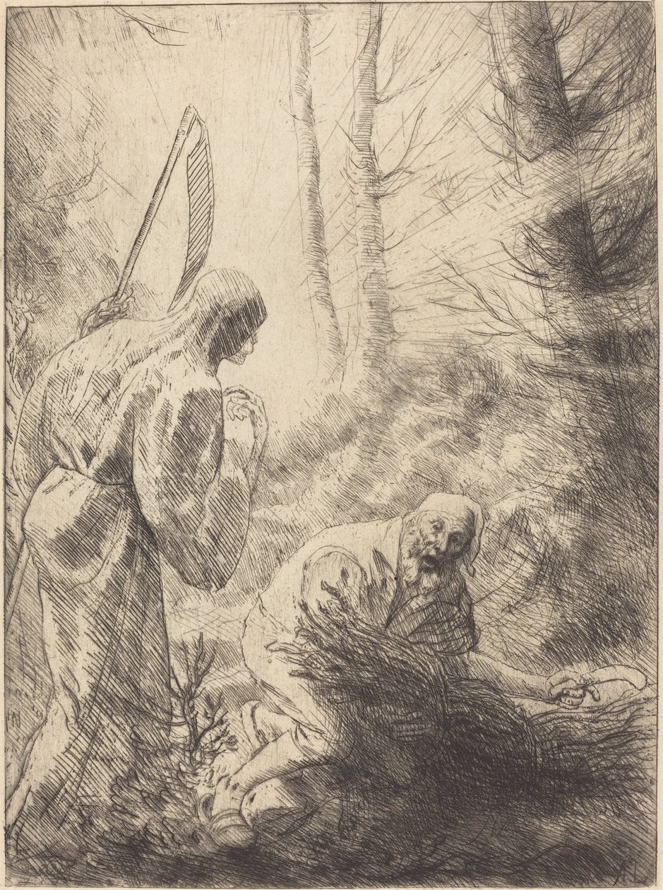Smrt a dřevorubec, 2. deska La Mort de le bucheron. od Alphonse Legros