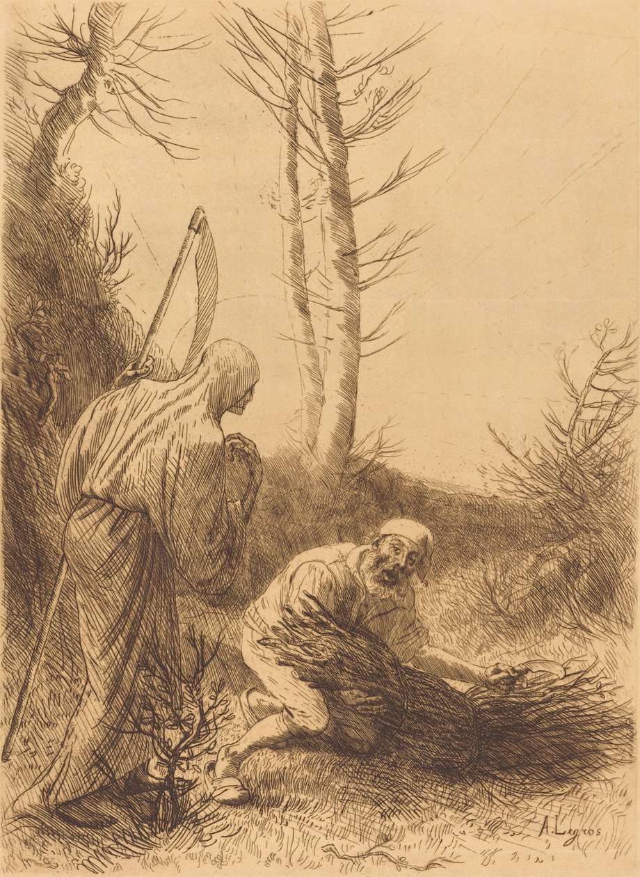 Smrt a dřevorubec, 2. deska Le mort et le bucheron. od Alphonse Legros