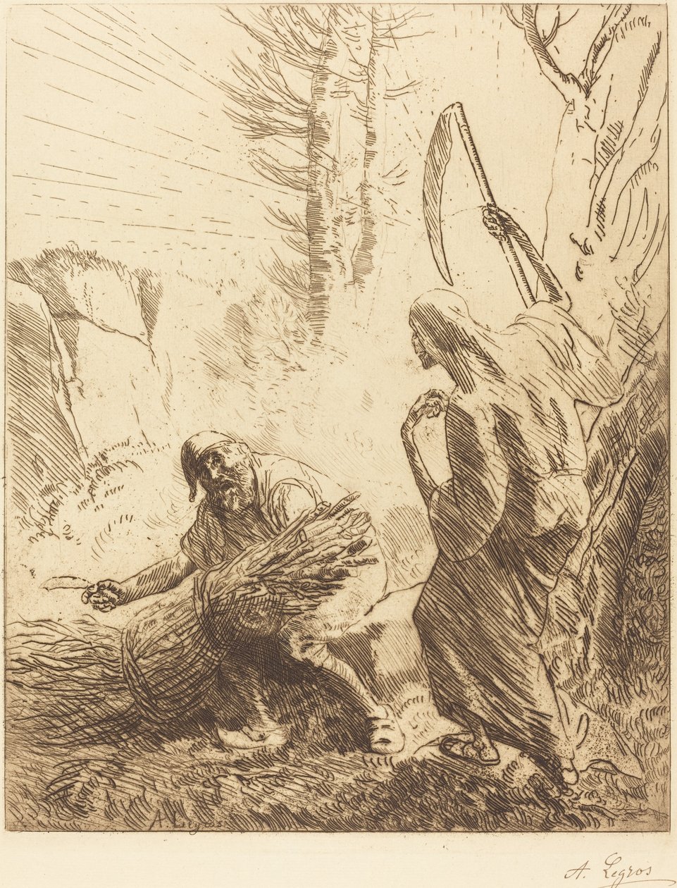 Smrt a dřevorubec, 3. deska (La mort et le bucheron) od Alphonse Legros