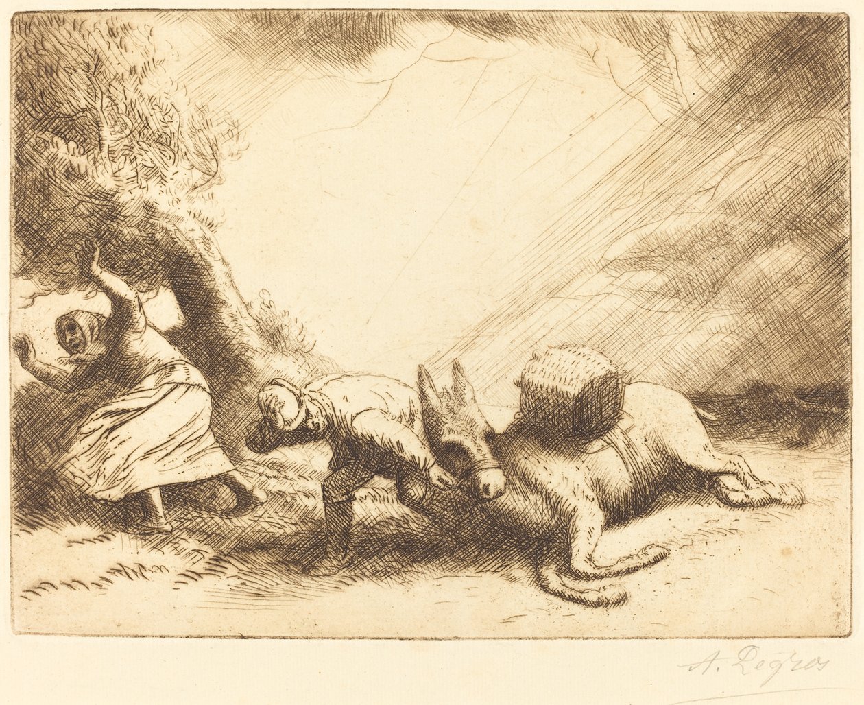 Oslík naštvaný bouří od Alphonse Legros