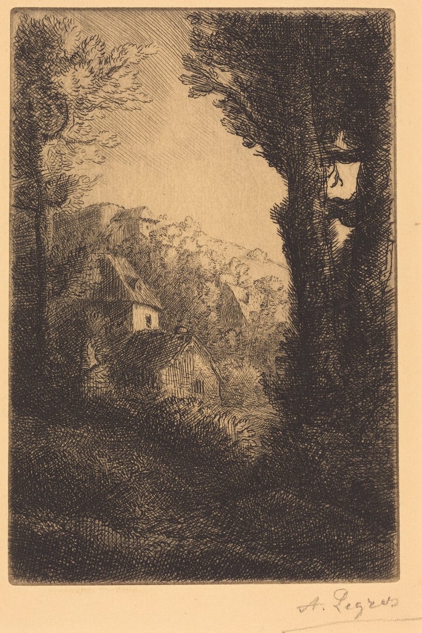 Statek na slunném svahu (Statek na svahu; Sluneční efekt na svahu) od Alphonse Legros