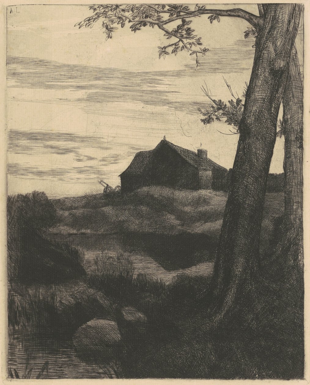 Farma s velkým stromem (La Ferme au Grand Arbre) od Alphonse Legros