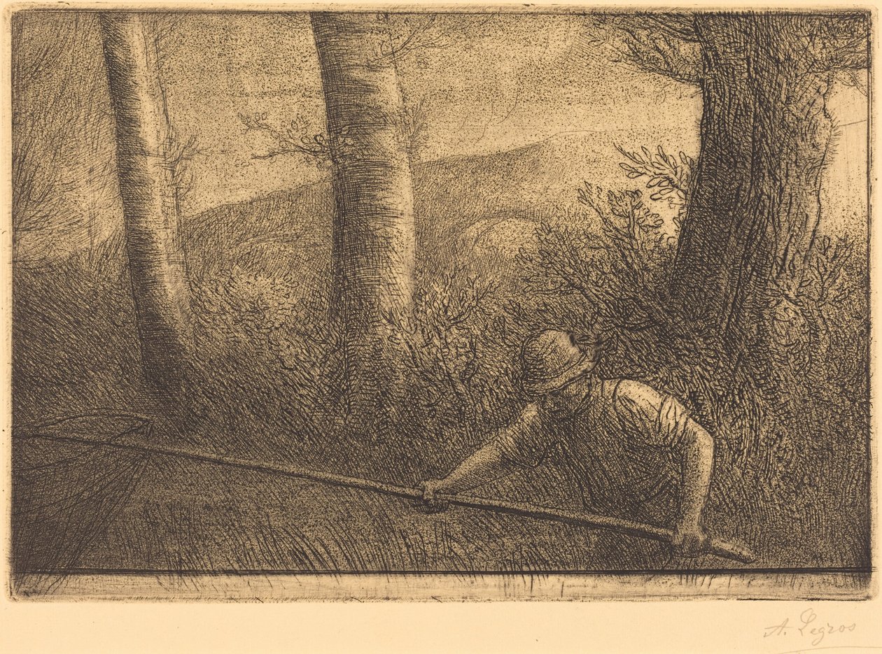 Rybář s kruhovou sítí (La pêche à la truble) od Alphonse Legros