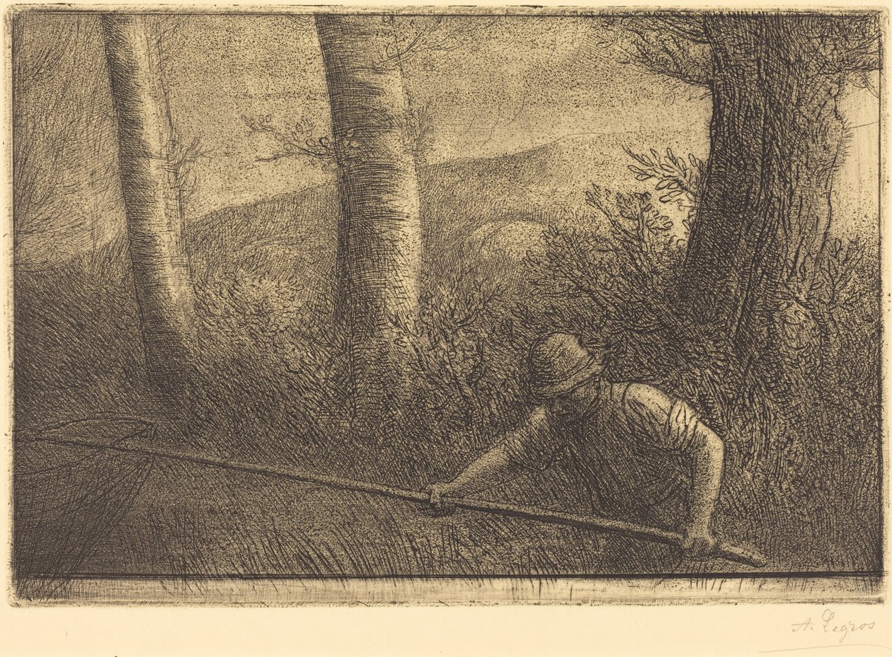 Rybář s kruhovou sítí (La pêche à la truble) od Alphonse Legros