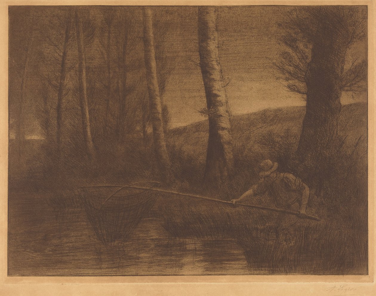 Rybář s kruhovou sítí od Alphonse Legros
