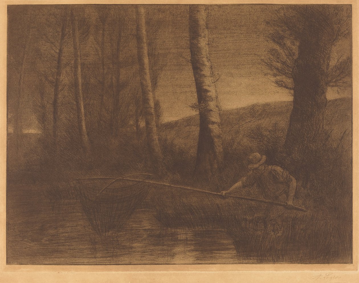 Rybář s Hoop-net La peche a la trouble. od Alphonse Legros