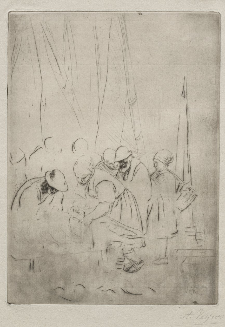 Rybáři na molu v Boulogne od Alphonse Legros