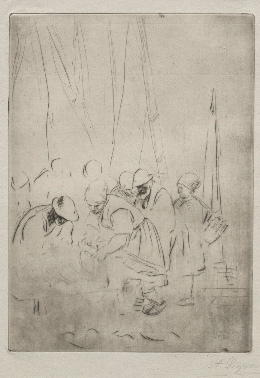 Rybáři na molu v Boulogne. od Alphonse Legros