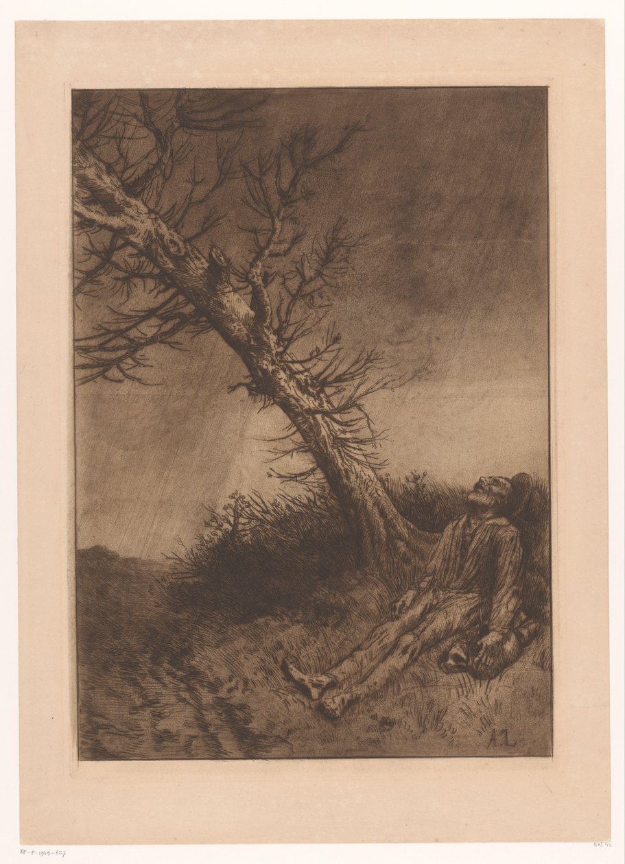 Mrtvý starý muž pod stromem Le mort du Vagabond od Alphonse Legros