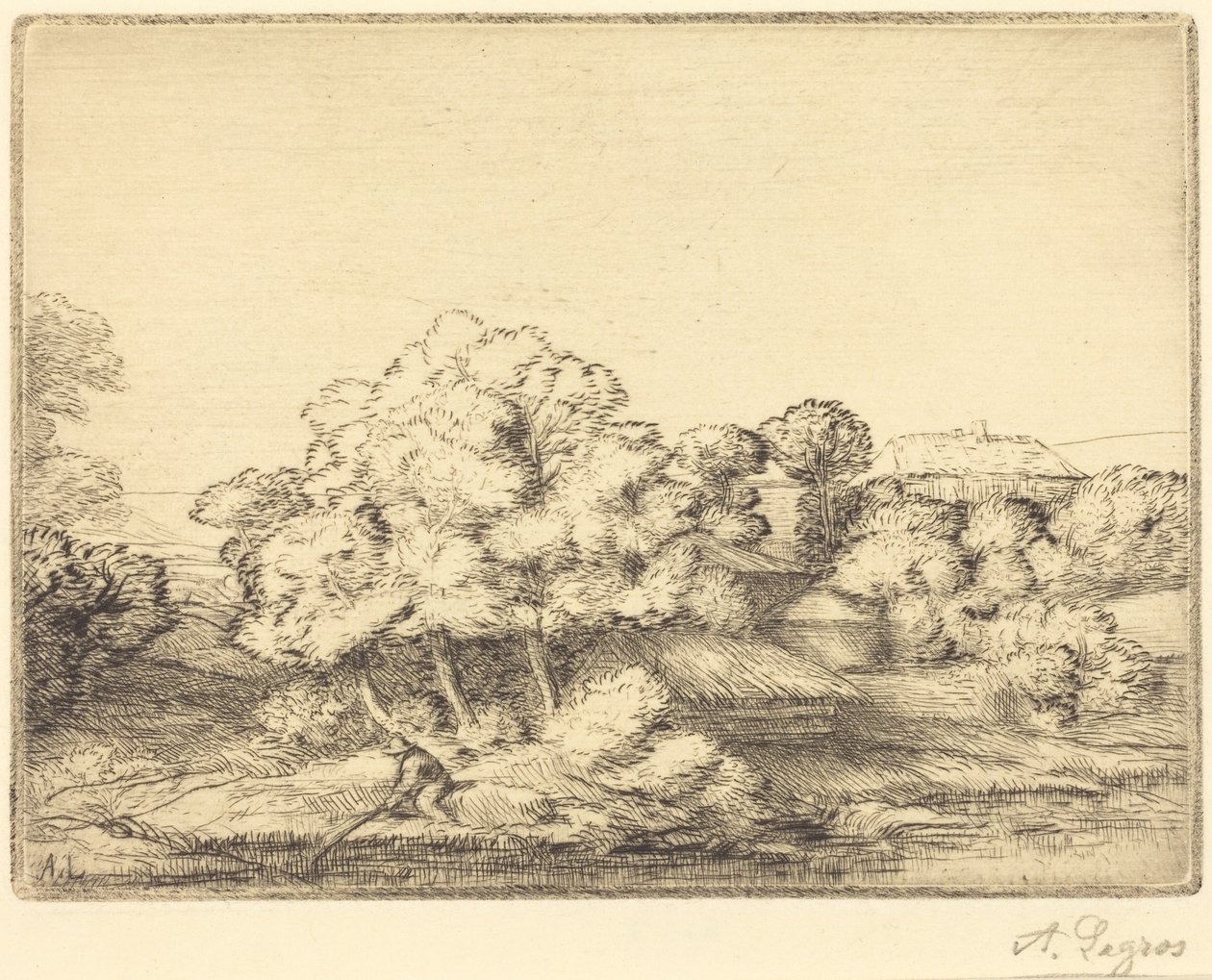 Vesnička u jezera od Alphonse Legros