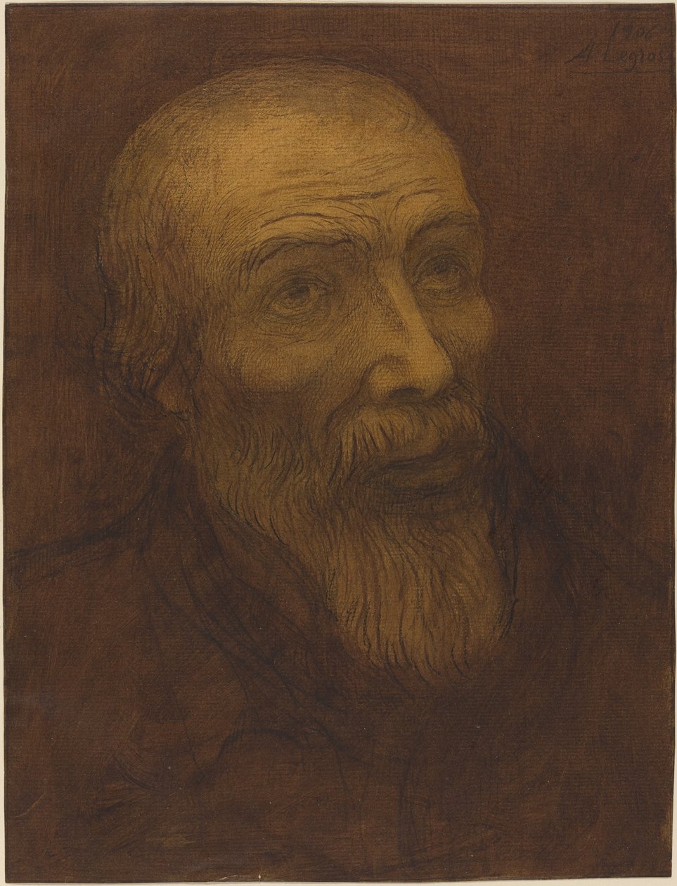 Hlava plešatého muže s plnovousem, 1906. od Alphonse Legros