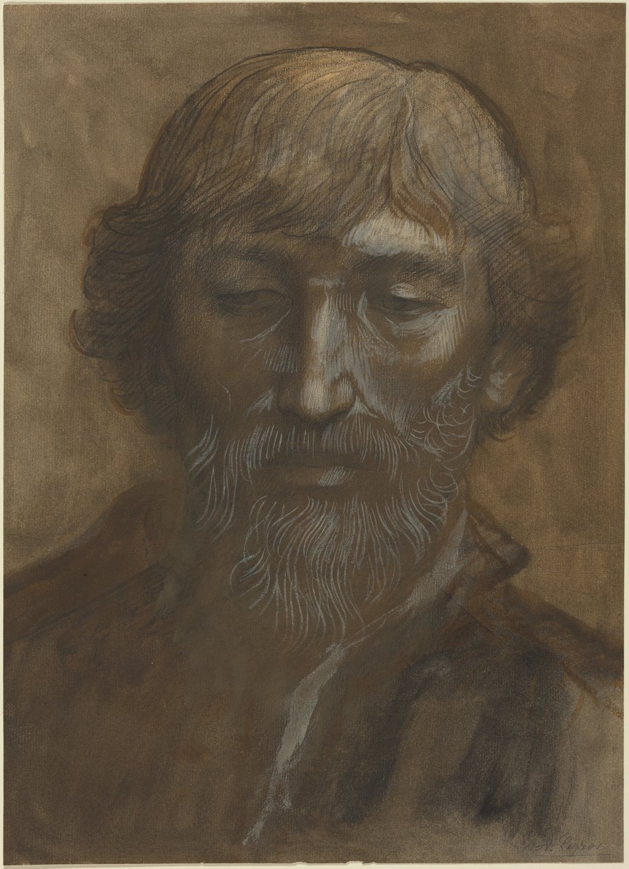 Hlava muže, zepředu od Alphonse Legros