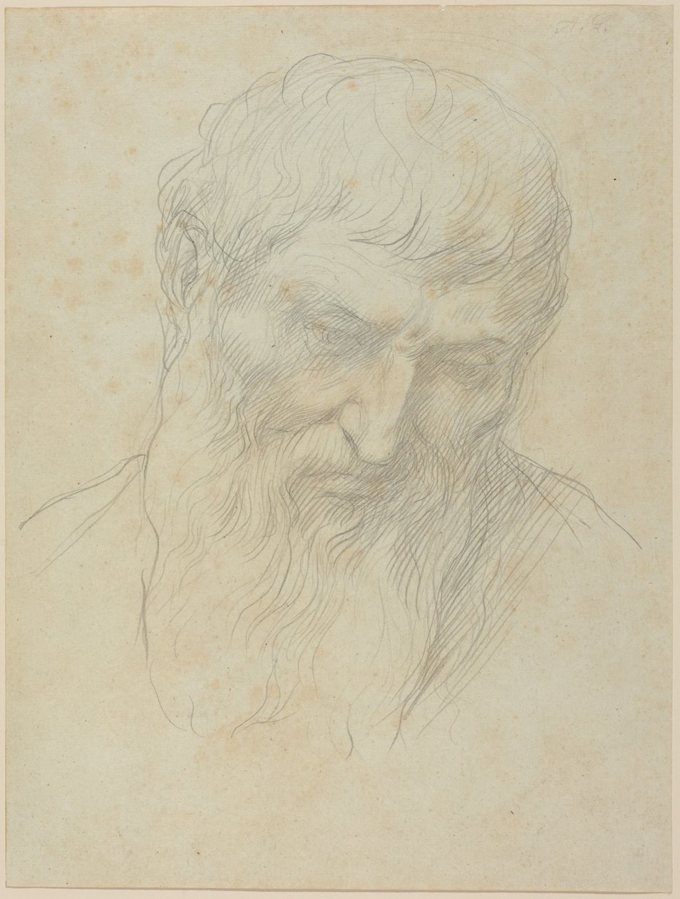 Hlava muže s kudrnatými vlasy a plnovousem od Alphonse Legros