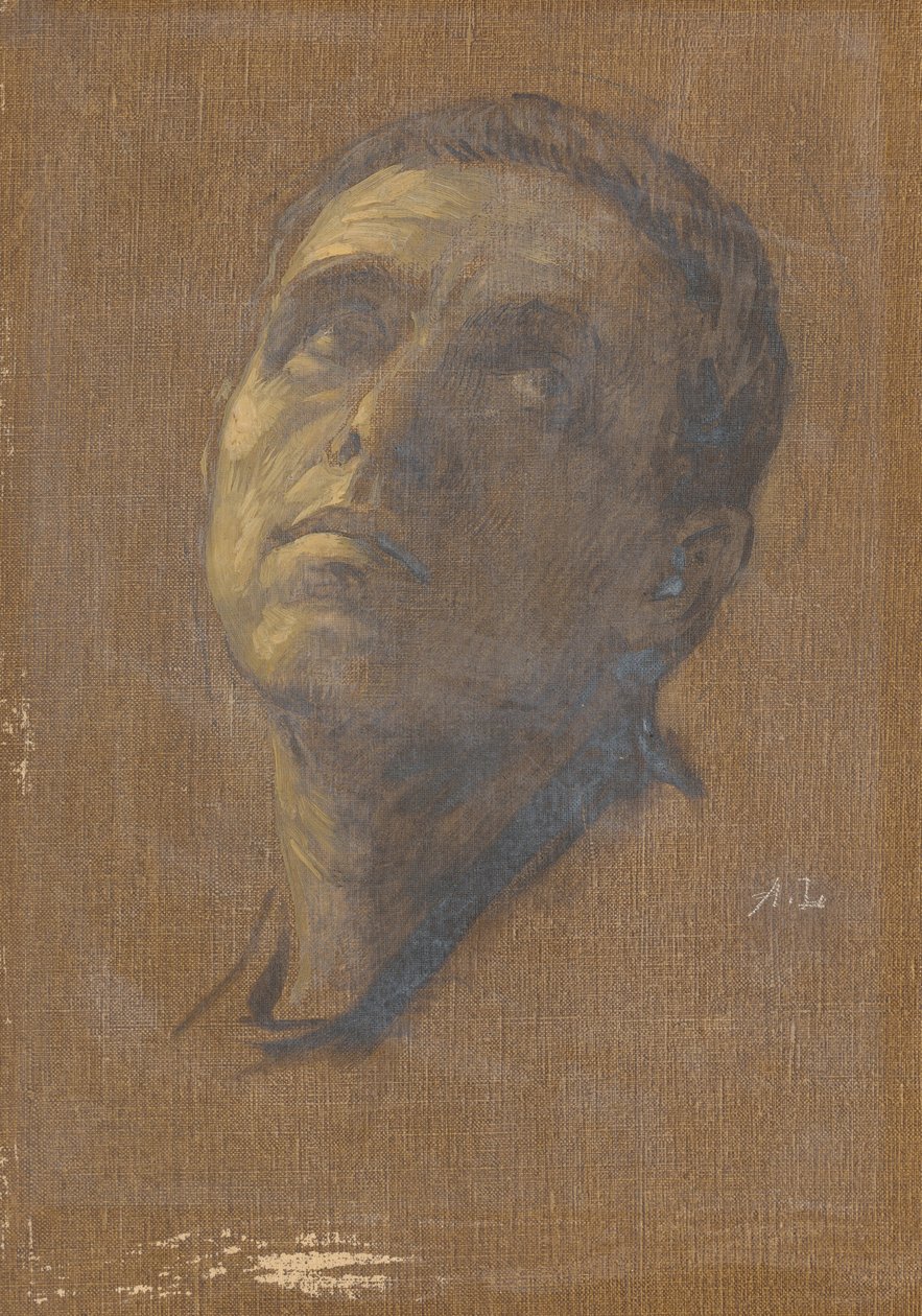 Hlava muže s odvrácenýma očima (olej na plátně) od Alphonse Legros