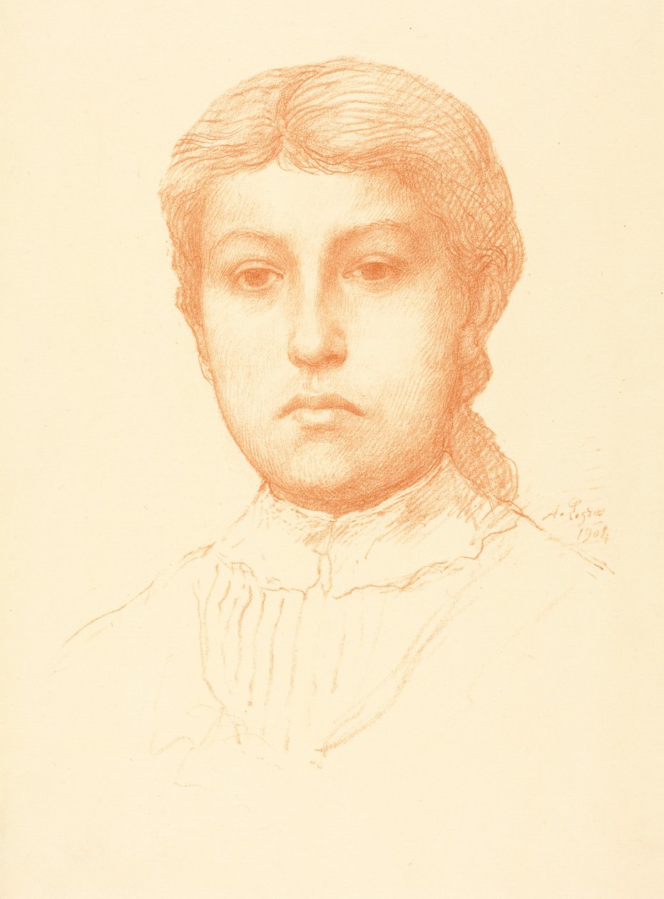 Hlava mladé dívky (Tete de jeune fille) od Alphonse Legros
