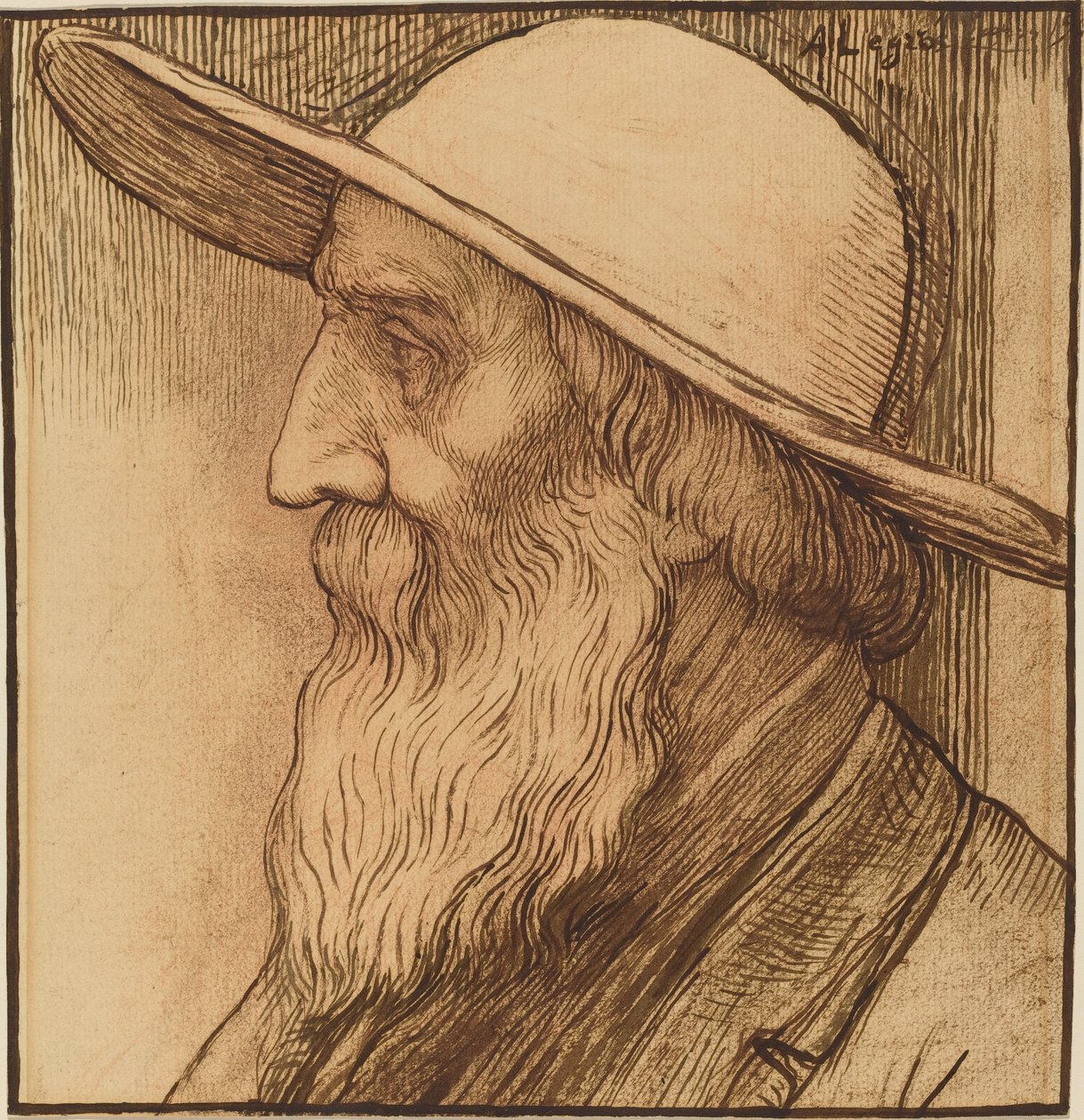 Hlava starého muže s kloboukem se širokou krempou od Alphonse Legros