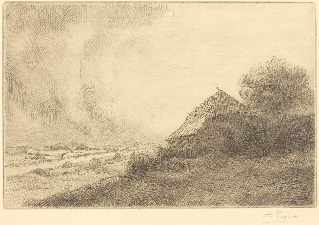 Chatrč na úbočí kopce od Alphonse Legros