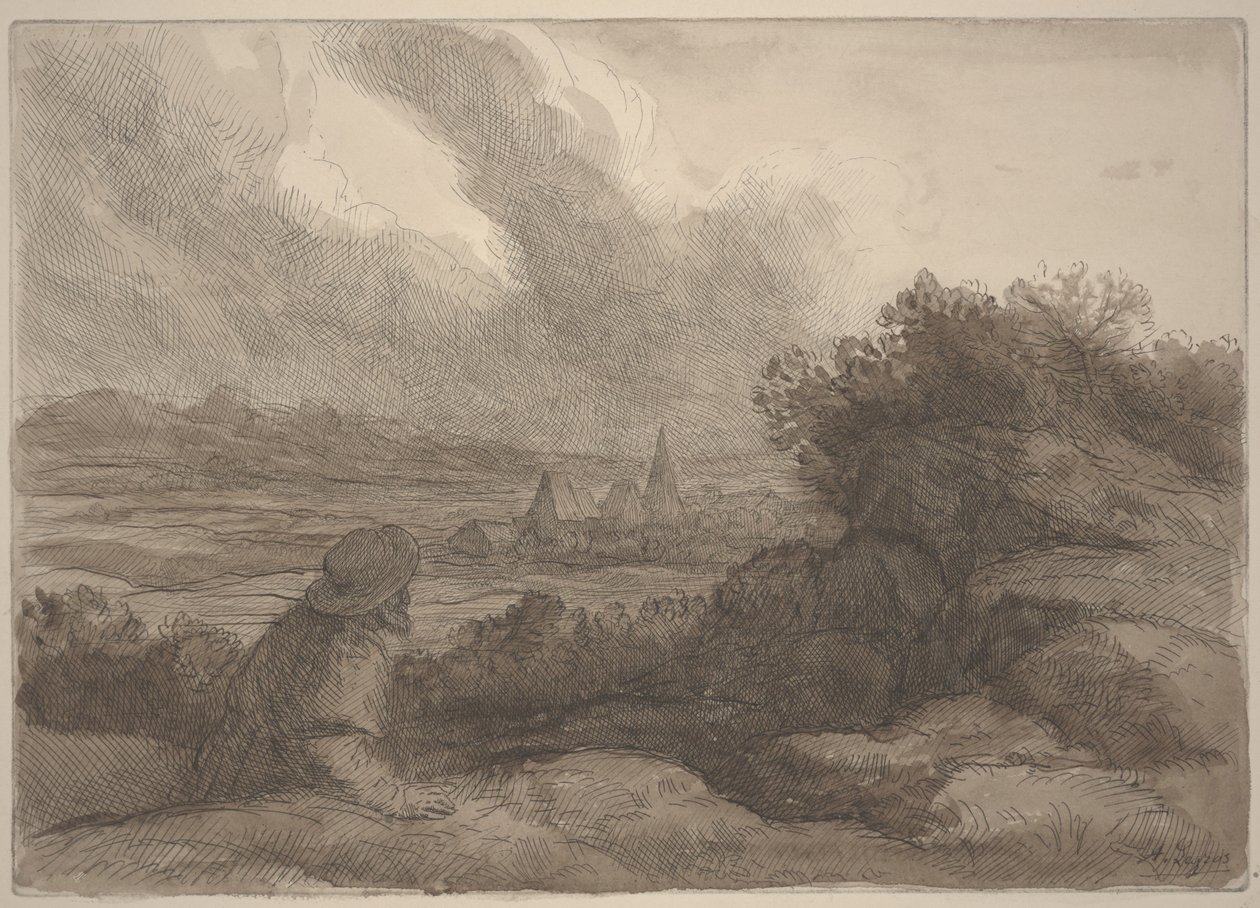 Krajina (leptání se sépiovým mytím) od Alphonse Legros