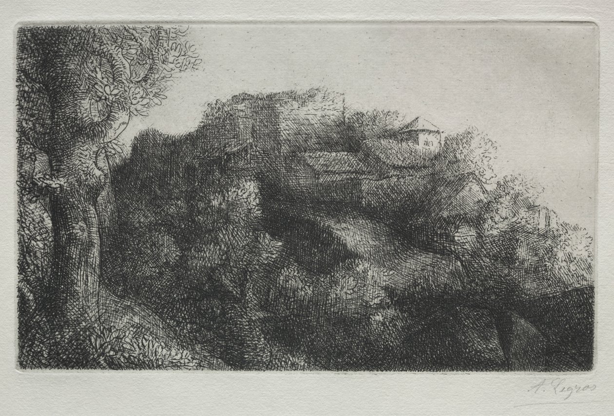 Krajina (s budovami) od Alphonse Legros