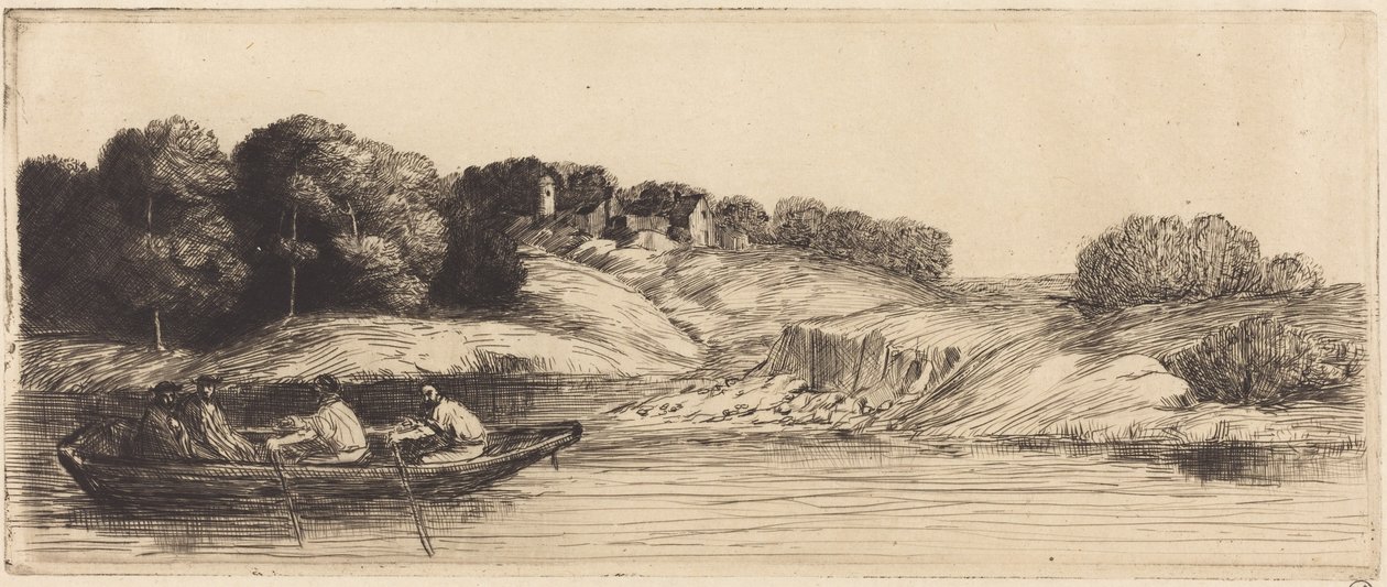 Krajina s lodí, 1. tabule od Alphonse Legros