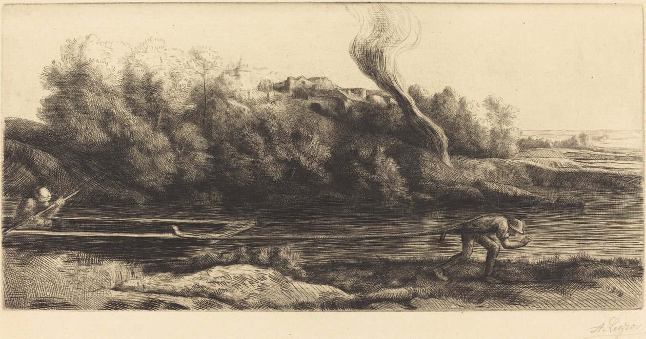 Krajina s lodí, 2. deska (Paysage au bateau) od Alphonse Legros