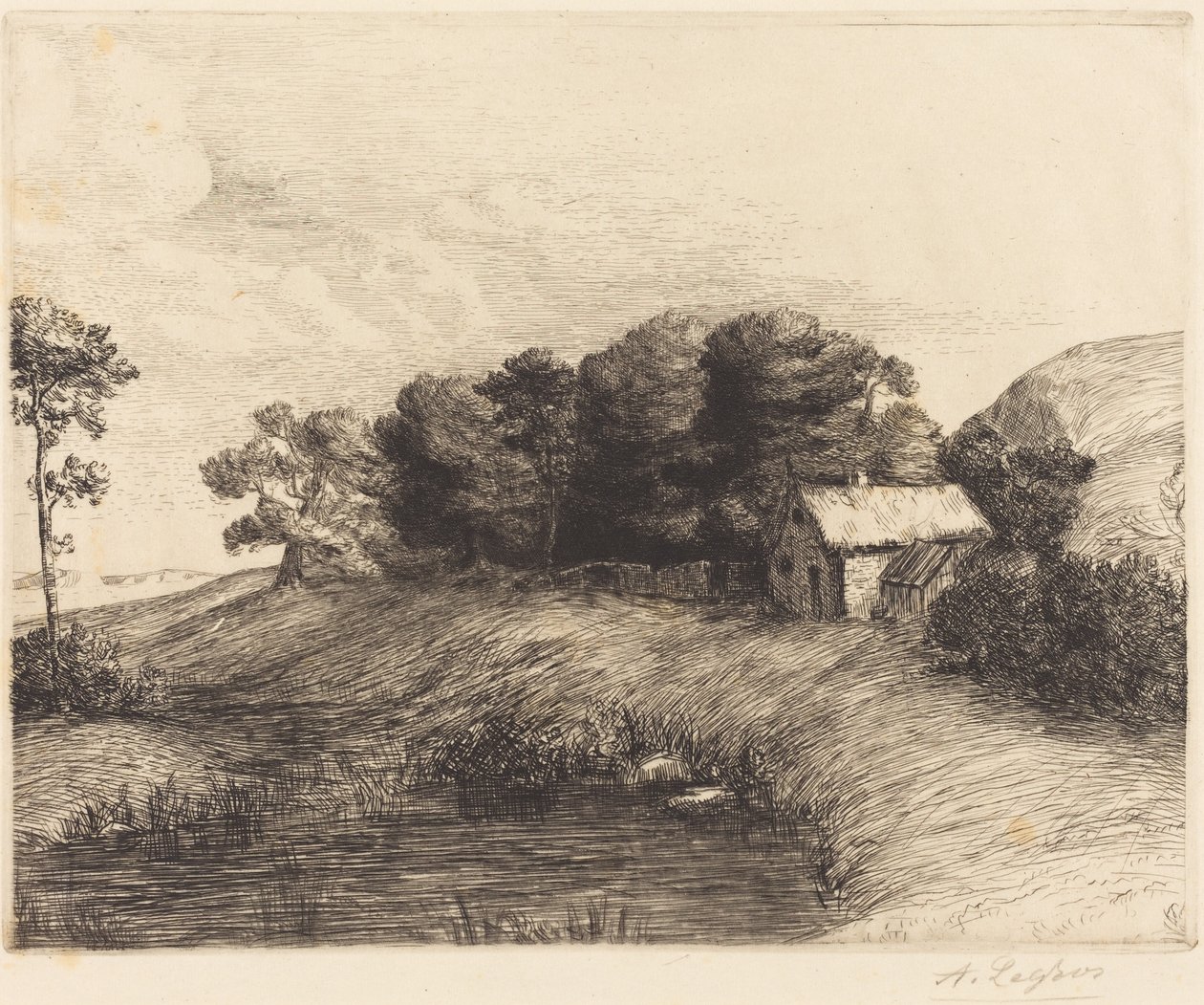 Krajina s rybníkem (Le paysage à la mare) od Alphonse Legros