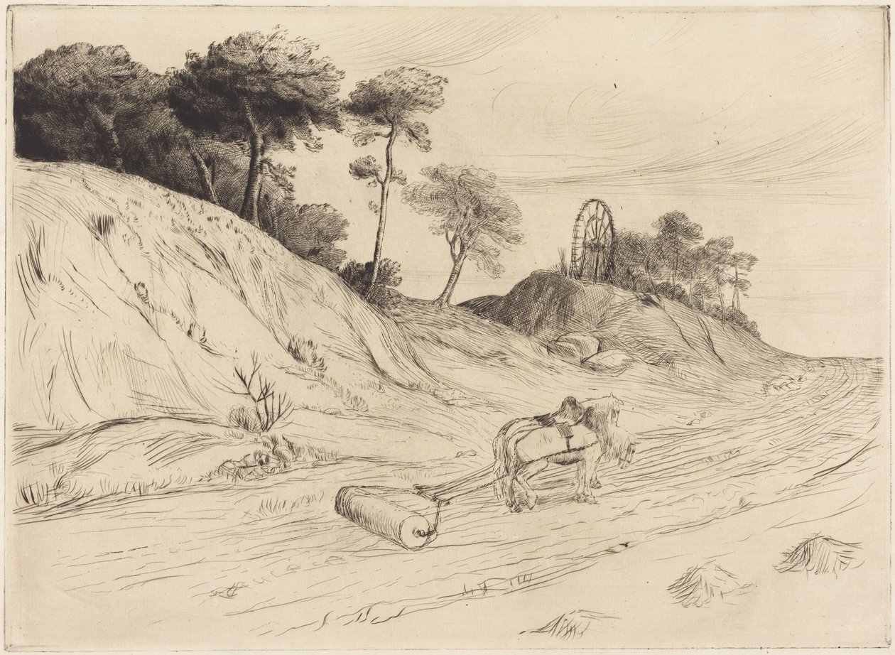 Krajina s válečkem (Le paysage au rouleau) od Alphonse Legros