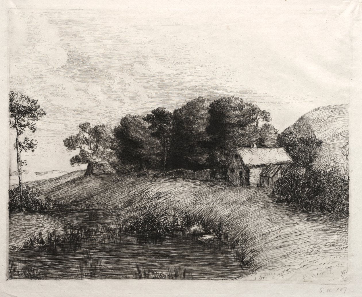 Krajina s rybníkem od Alphonse Legros